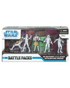 Star Wars 2008 Clone Wars Battle Pack Boxed Obi-Wan & 212th Attack Battalion Clone Troopers Action Figures
