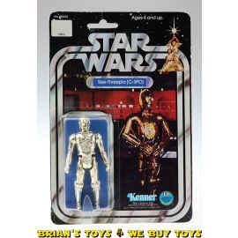 Vintage Kenner Star Wars Carded 3.75" 12 Back-B C-3PO Action Figure C3 (cracked bubble)