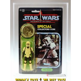 Vintage Kenner Star Wars Carded POTF 92 Back Biker Scout Action Figure AFA 80 Y-NM (C80 B80 F80) #11320330