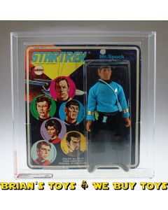 1975 MEGO Star Trek Series 2 Mr. Spock Blue Name Action Figure AFA 70 EX+ (C75 B60 F80) #12038186
