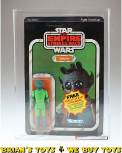 Vintage Kenner Star Wars Carded ESB 21 Back Greedo Rectangle Ext. Sticker Action Figure AFA 75 EX+/NM (C75 B75 F85) #11926424