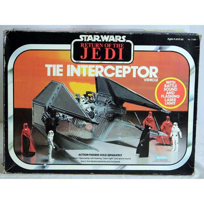 Vintage Star Wars ROTJ Boxed TIE Interceptor vehicle // MIB C7 (Decals  unapplied)