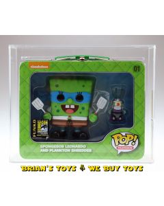 Funko Pop! Television Spongebob X TMNT Spongebob Leonardo Plankton Shredder SDCC Exclusive AFA U90 NM+/MT (B90 W90 F95) #14967735