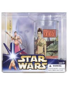 Star Wars Saga Exclusives Boxed ROTJ Princess Leia (Slave) Action Figure and Glass Set