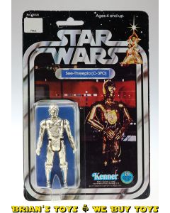Vintage Kenner Star Wars Carded 3.75" 12 Back-B C-3PO Action Figure C3 (cracked bubble)