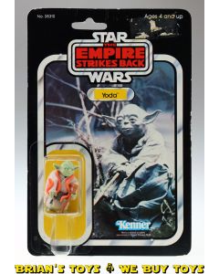 Vintage Kenner Star Wars ESB Carded 3.75" Yoda (orange snake) Action Figure C5 (sticker tears)