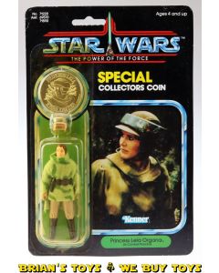 Vintage Kenner Star Wars Carded POTF Princess Leia Combat Poncho Action Figure C7.5Y (bubble dent)