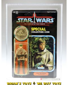 Vintage Kenner Star Wars Carded POTF 92 Back Luke Battle Poncho Action Figure AFA 85 Y-NM+ (C85 B85 F90) #11000315
