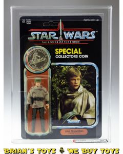 Vintage Kenner Star Wars Carded POTF 92 Back Luke (Battle Poncho) Action Figure AFA 80 Y-NM (C80 B85 F85) #11584839
