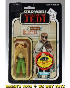 Vintage Kenner Star Wars ROTJ Carded 3.75" Prune Face Action Figure C5Y (tear on back of card)