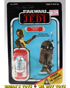 Vintage Kenner Star Wars Carded ROTJ R2-D2 (with Sensorscope) Action Figure C4 (cracked bubble, bubble dent)