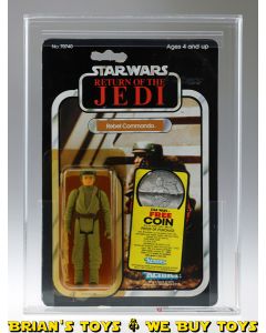 Vintage Kenner Star Wars Carded ROTJ 79 Back-B Rebel Commando Action Figure Coin Offer AFA 70 Y-EX+ (C70 B85 F85) #16664536