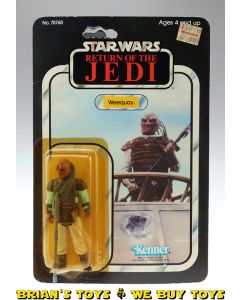 Vintage Kenner Star Wars Carded 3.75" ROTJ Weequay Action Figure C1Y (cracked bubble, figure can be removed)