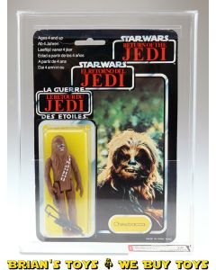 Vintage Palitoy Star Wars Carded Tri-Logo 70 Back-C Chewbacca Light Blue Eyes Action Figure AFA 70 EX+ (C70 B85 F85) #11452176