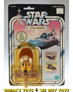 Vintage Kenner Star Wars DieCast Carded Landspeeder C3 (ink on card, cracked bubble)