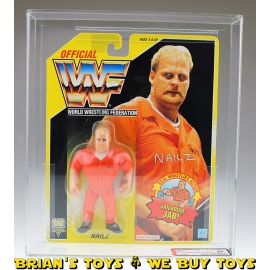 1993 Hasbro WWF Series 7 Yellow Card Nailz Action Figure U.K. Distribution Sticker AFA 85 NM+ (C80 B85 F85) #13789049