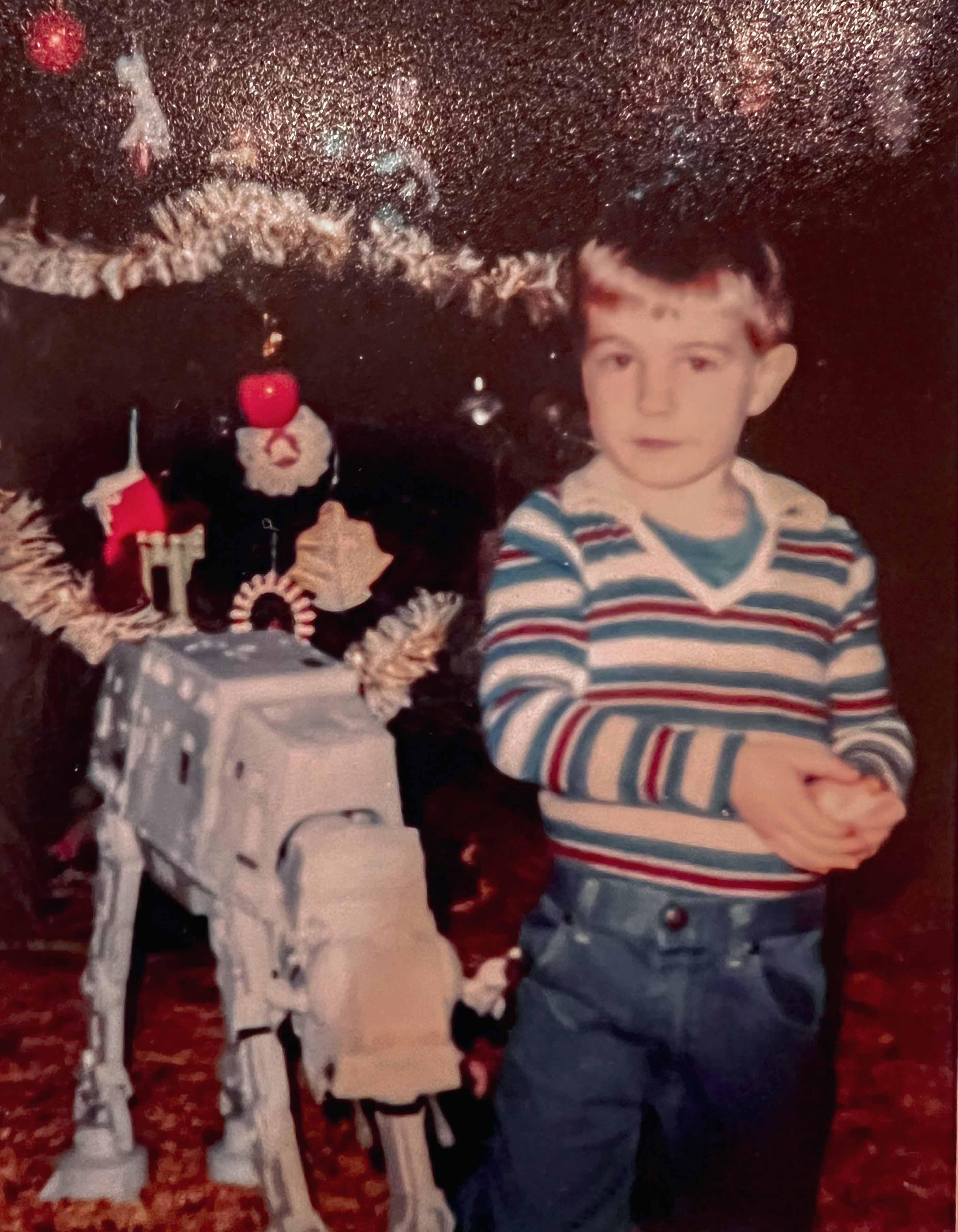 Brian, age 4, during Christmas 1981 with his first Star Wars toys